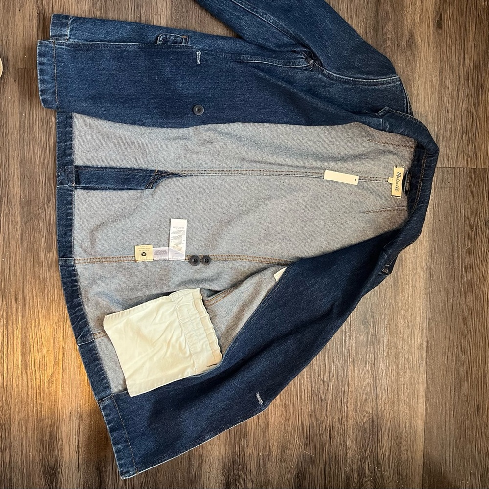 Madewell Denim Blazer Deardorf Wash XS 100% Cotton - Picture 3 of 5